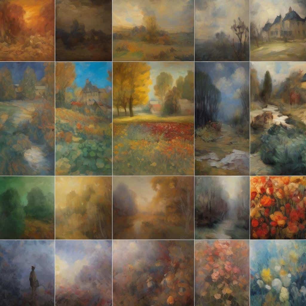 Φωτογραφία με παστέλ πίνακες τοπίου, δομή και αυθορμητισμός στην τέχνη, με έμφαση στη φυσική ομορφιά και την έννοια της ελευθερίας στην τέχνη.