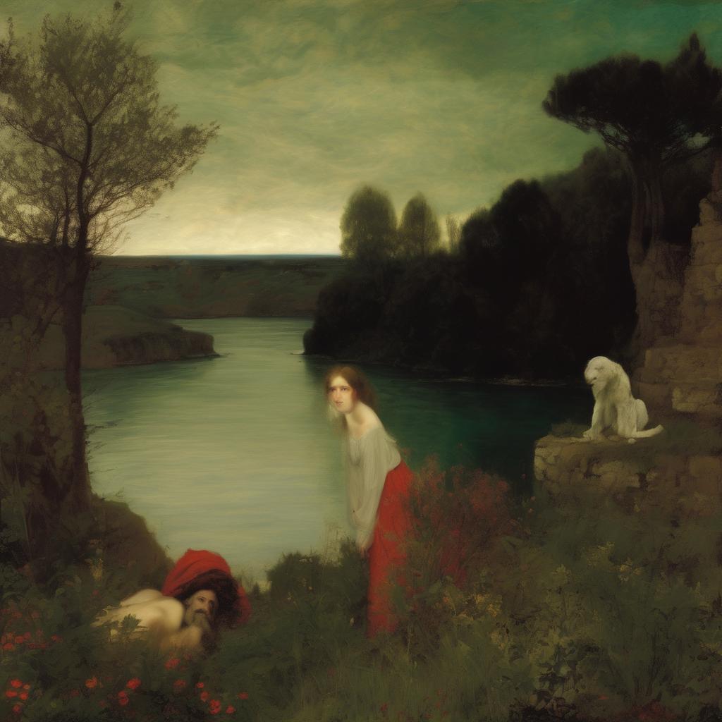 Ονειρεμένο τοπίο με φυσική αρμονία και αυθόρμητες μορφές στη ζωγραφική τέχνη.