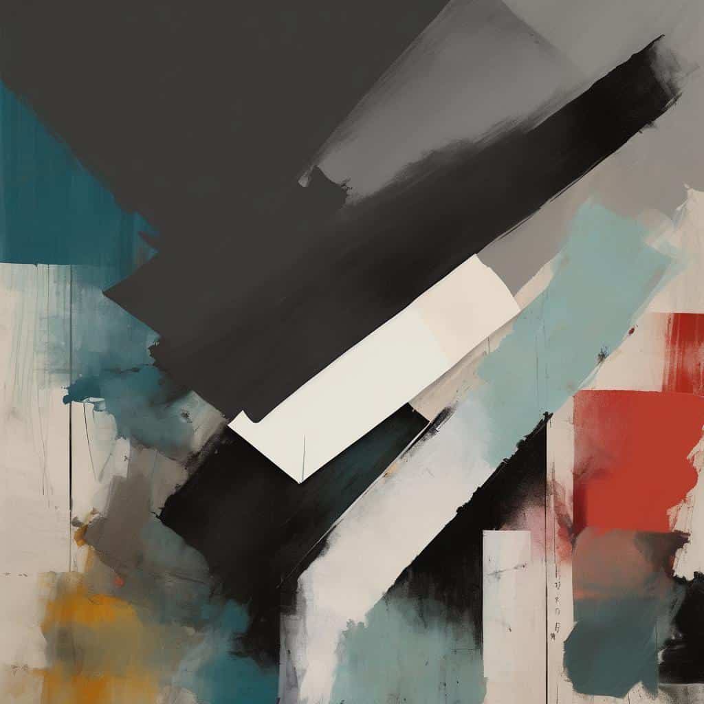 Ζωγραφική αφηρημένη τέχνη με δομικά και αυθόρμητα στοιχεία, σύγχρονη καλλιτεχνική έκφραση.